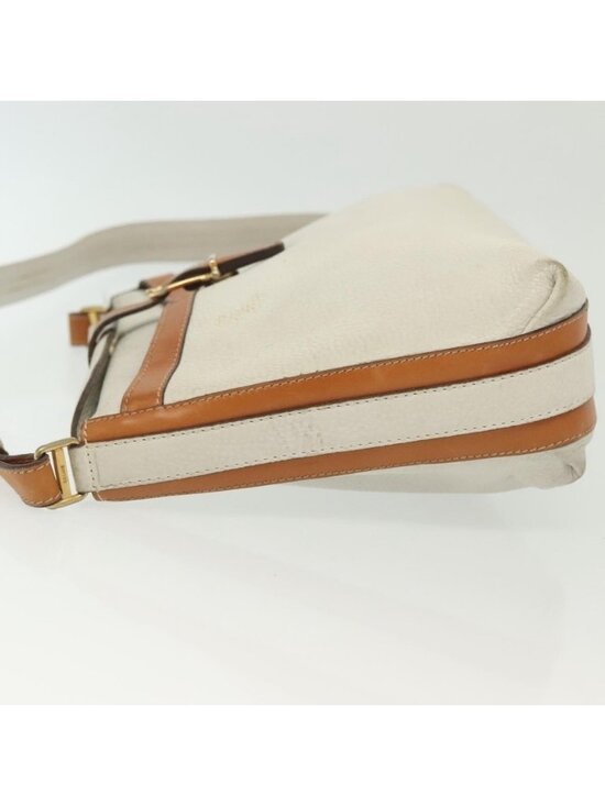 Authentic CELINE Shoulder Bag Leather White Silver - Picture 11 of 16